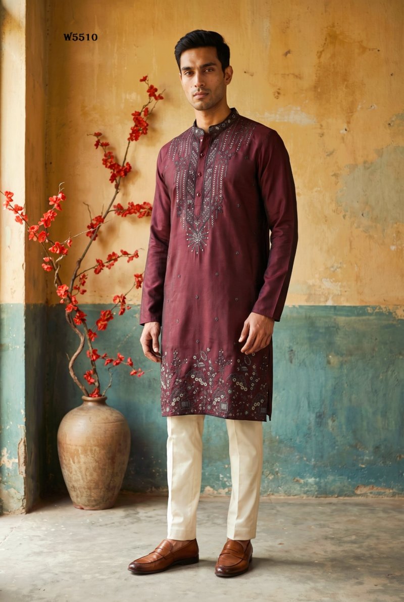 Outluk Wedding Vol 55 Lachaka Silk Mens Kurta With Pajama